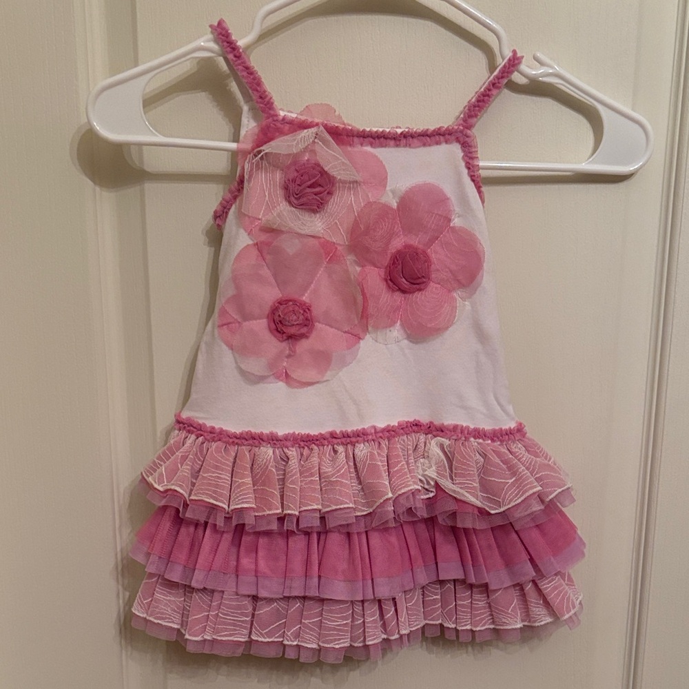 Isabella & Chloe Pink and White Floral Ruffle Dress size 24 months